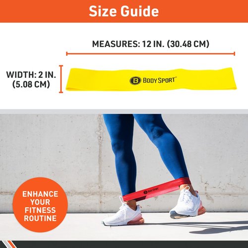 Body Sport Loop Resistance Bands – Exercise Bands for Legs and Hips – Latex Rubber Resistance Loops – Blue – Light Resistance