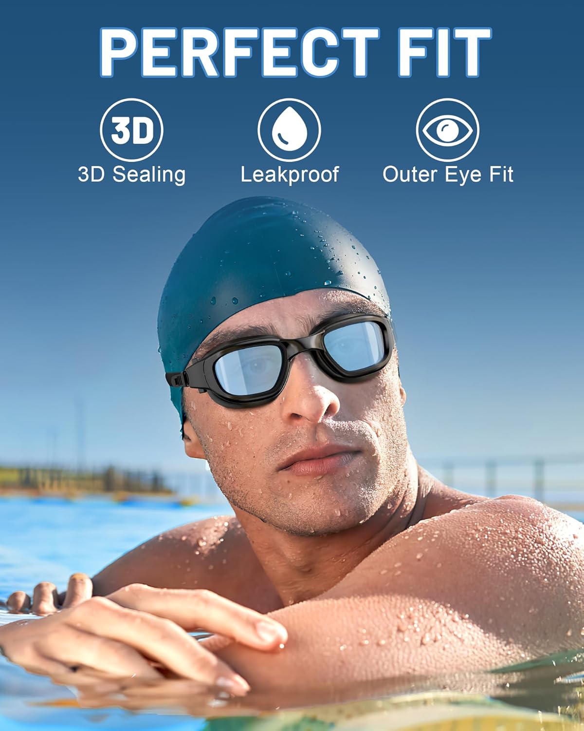 Polarized Swimming Goggles, Unisex Adult Swim Goggles Anti Fog Anti UV Wide View Pool Glasses for Men Women