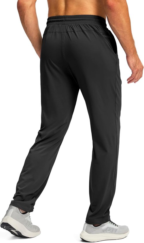 G Gradual Men's Athletic Sweatpants - Stretch Tapered Joggers with Zipper Pocket for Gym & Running