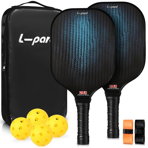 Enmpnornb Pickleball Paddles Set of 2,Carbon Fiber Pickleball Set,Durable Fiberglass Surface with Polypropylene Honeycomb Core, Cushion Grip and Carry Bag for Beginner