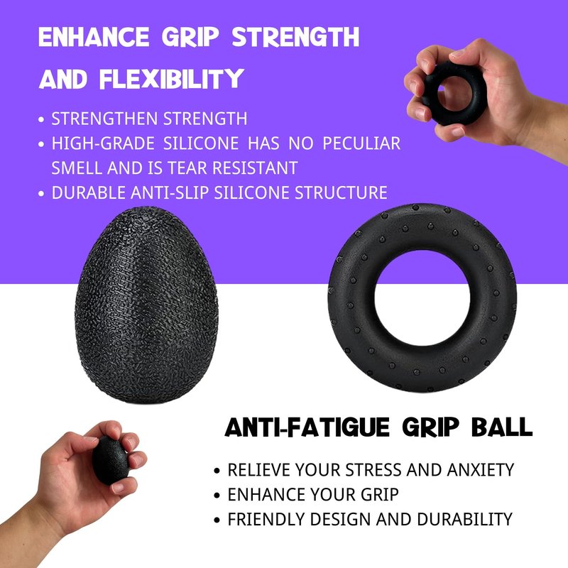 Qishangnana Hand Grip Strengthener Workout Kit (8 Pack) Forearm Grip Adjustable Resistance Hand Gripper, Finger Stretcher, Gyro Ball，Finger Exerciser, Grip Ring