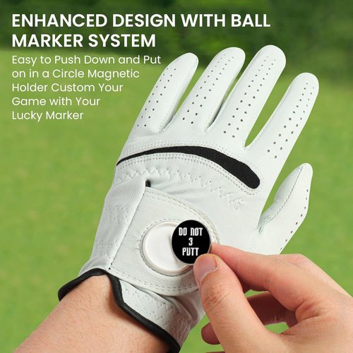 Cabretta Leather Golf Gloves for Men - Premium Soft Grip with Ball Marker | Comfortable Fit in Sizes S-XXL