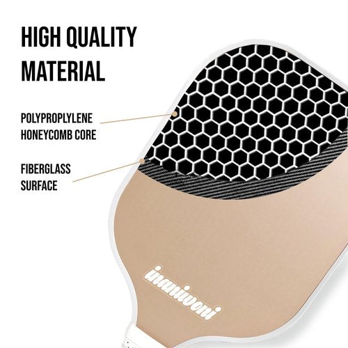 INANIWONI Pickleball Paddles Set of 2 - Fiberglass Surface & Polypropylene Honeycomb Core | Lightweight Pickball Paddles | 4 Pickball Balls and 1 Bag