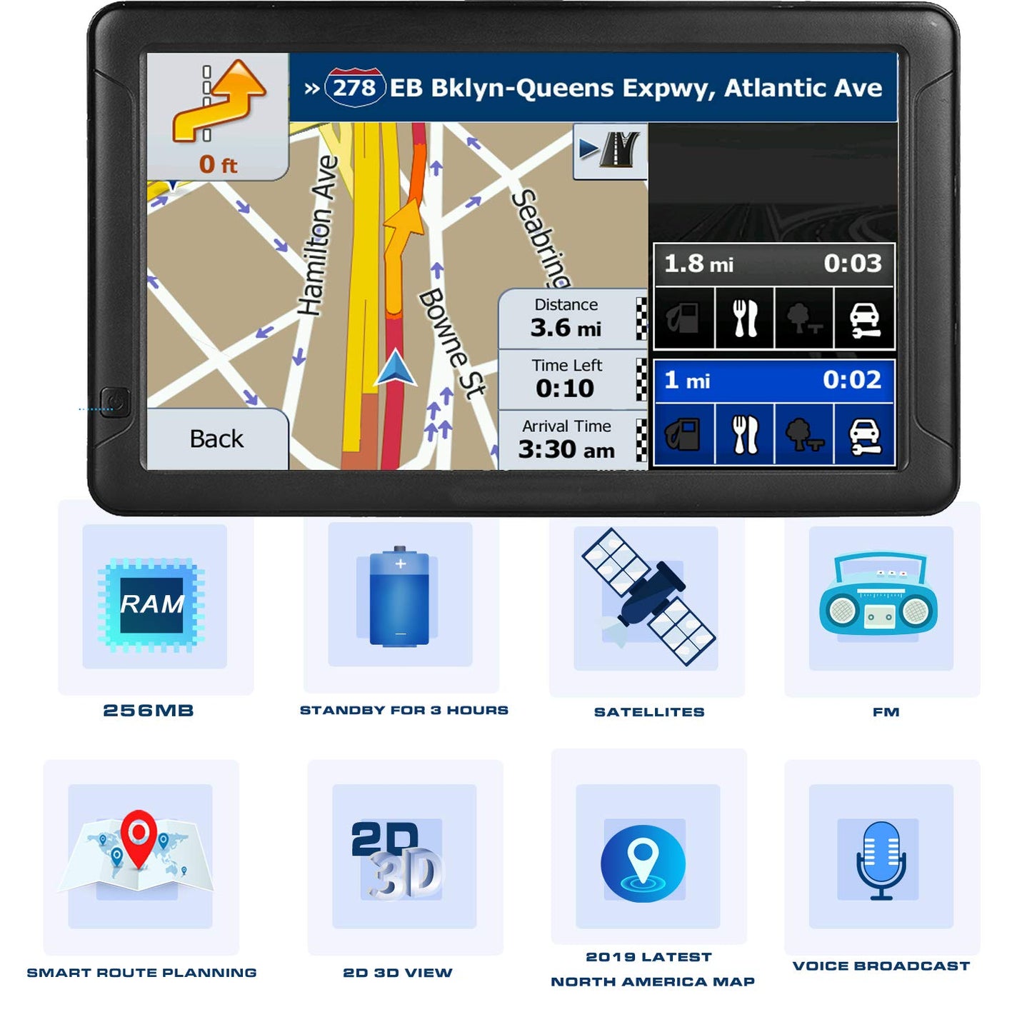 GPS Navigation for Car （9 Inch） Slimline Touch Screen Real Voice Direction ，USA Edition 2026 (Free Lifetime Updates) Turn-by-Turn Voice and Lane Guidance, Speed and Red Light Warning (American Brand)