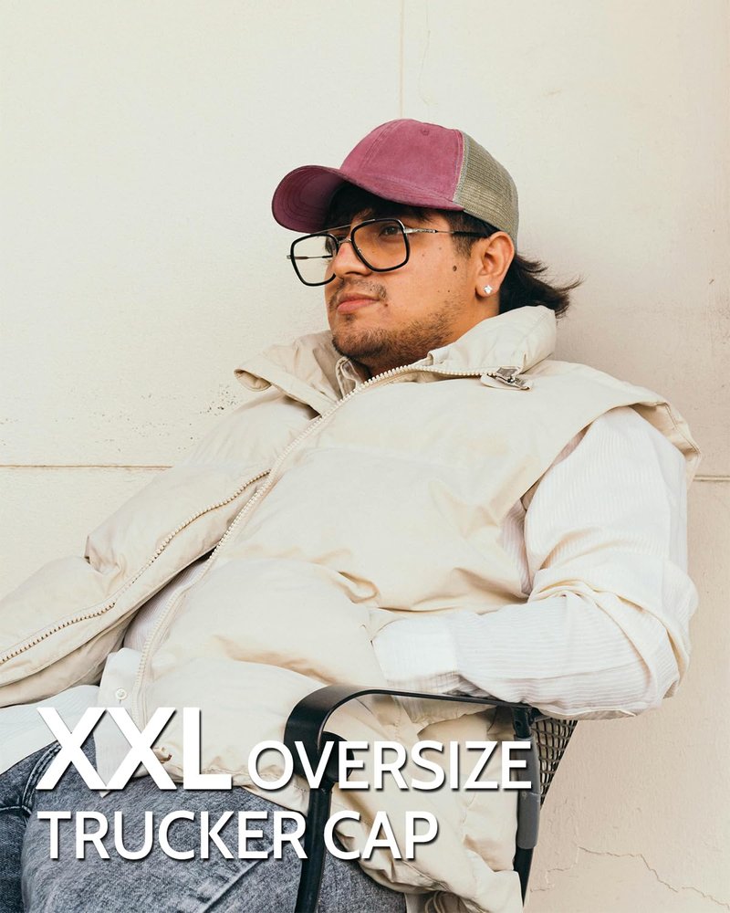 Zylioo XXL Oversize Trucker Hat, Large Cooling Mesh Back Cap, Adjustable Washed Faded Baseball Cap for Big Heads