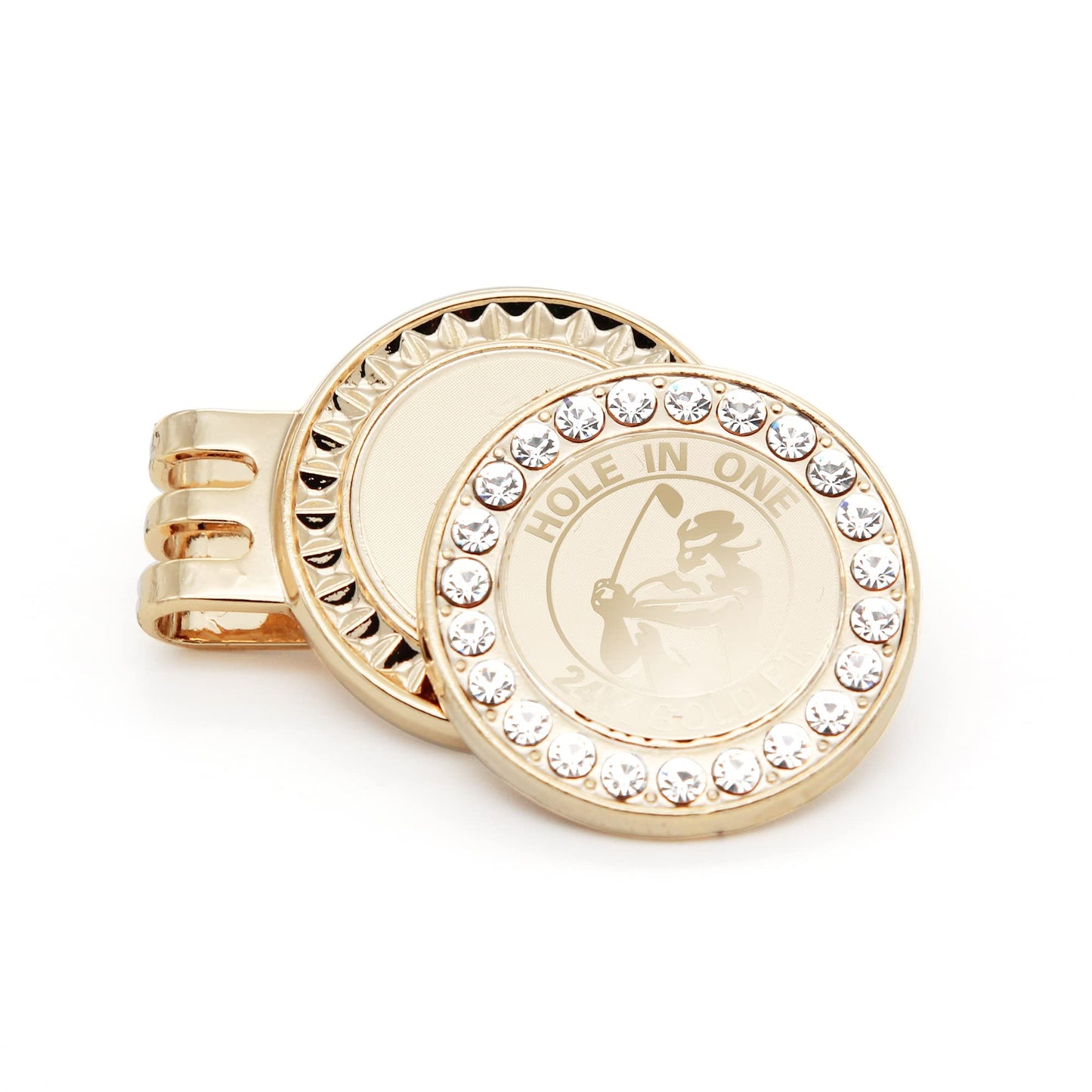 Vertini 24K Gold Plated Golf Ball Marker with Magnetic Hat Clip - Luxury Golf Gifts for Men, Unique Golf Accessories for Dad, Boss, Husband, Unique Golf Gifts for Men Who Have Everything [ Crystal ]