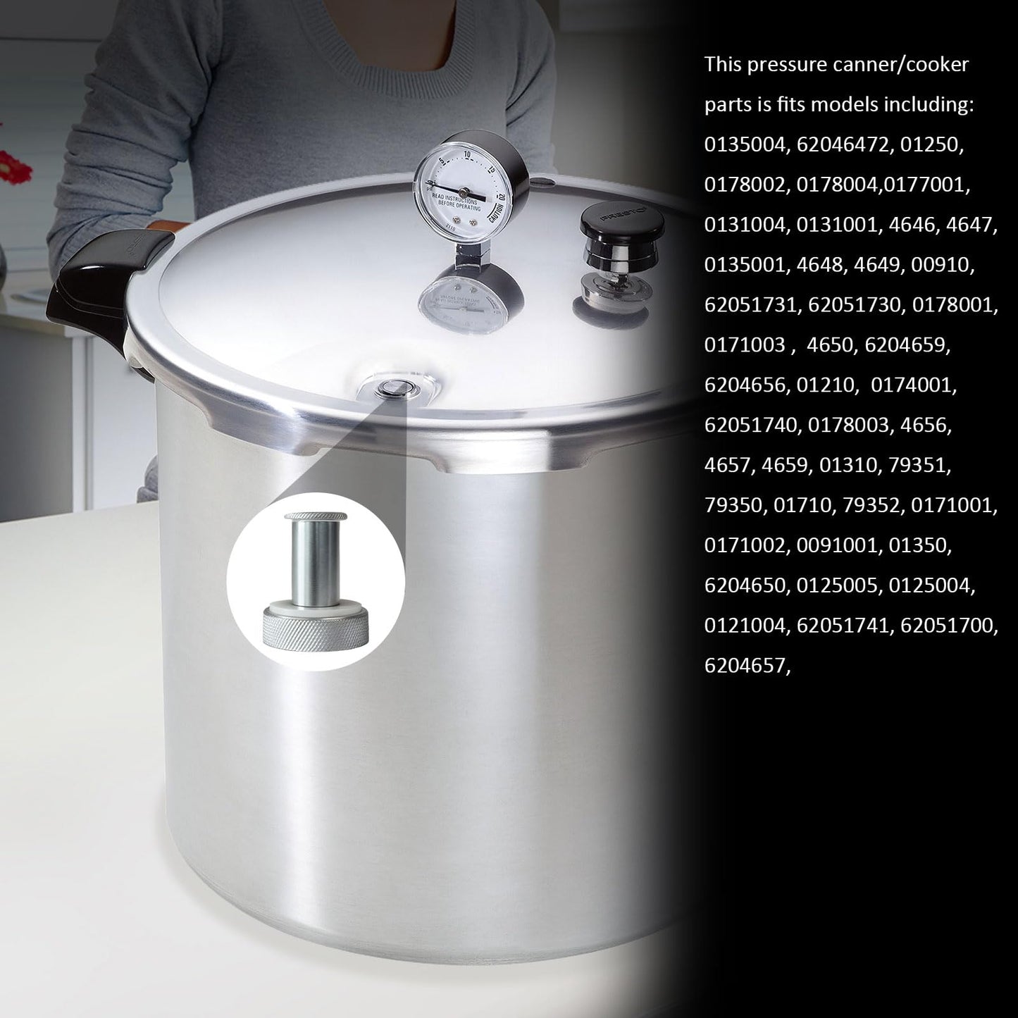 Outlet Valve and Exhaust Valve Parts Compatible with Presto Pressure Canner, Fits Presto 409A, 23-Quart and 16-Quart Pressure Cooker Canners