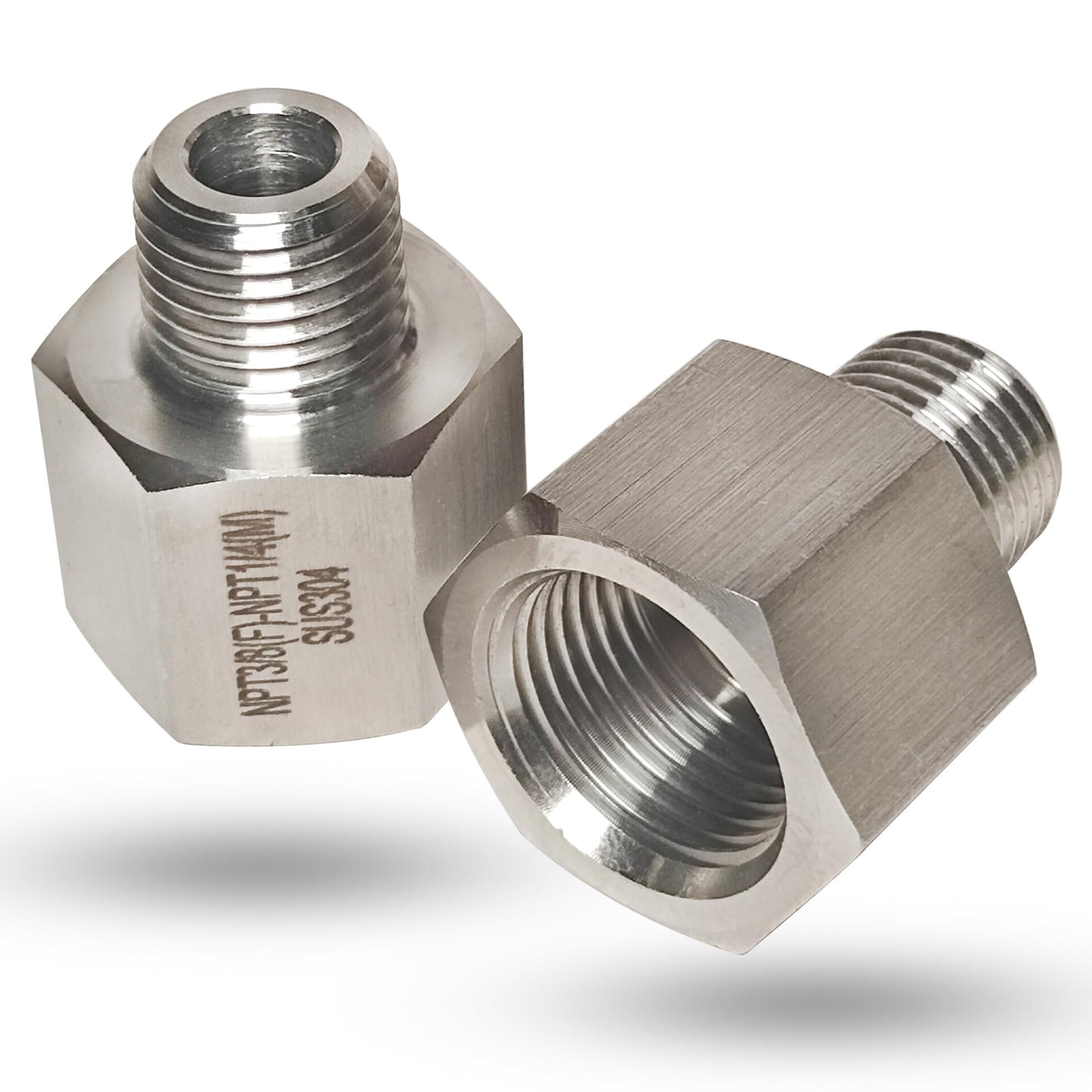 1/4" Male to 3/8" Female Reducer Adapter Pipe Extension Connector, 304 Stainless Steel 3/8" NPT Female x 1/4" NPT Male Reducing Pipe Fittings