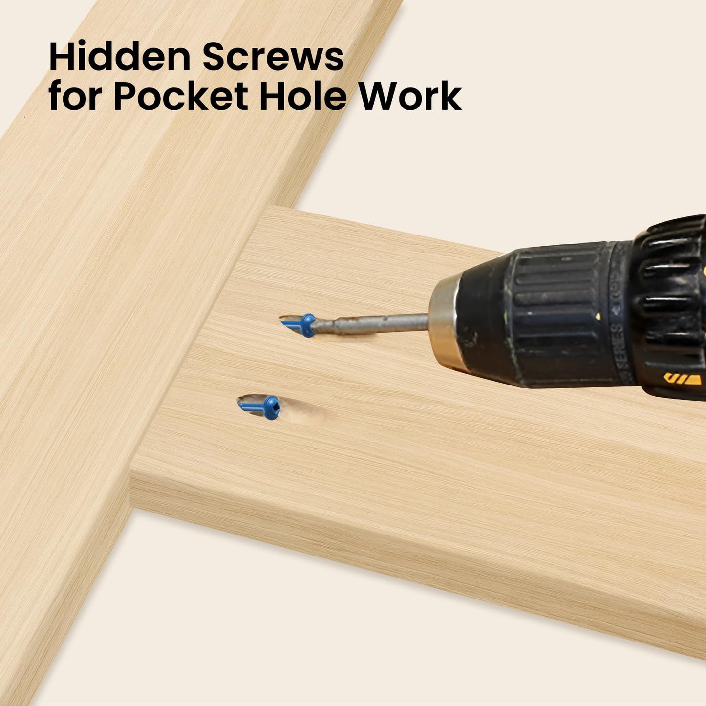 BNUOK Pocket Hole Screws 1 1/4 Inch, 150Pcs, Anti-Rust Blue Coated Pocket Screws #8 x 1-1/4", Exterior Wood Screws, Coarse Thread, Washer Head Square Drive, Self-Tapping Tip, with Drive Bit