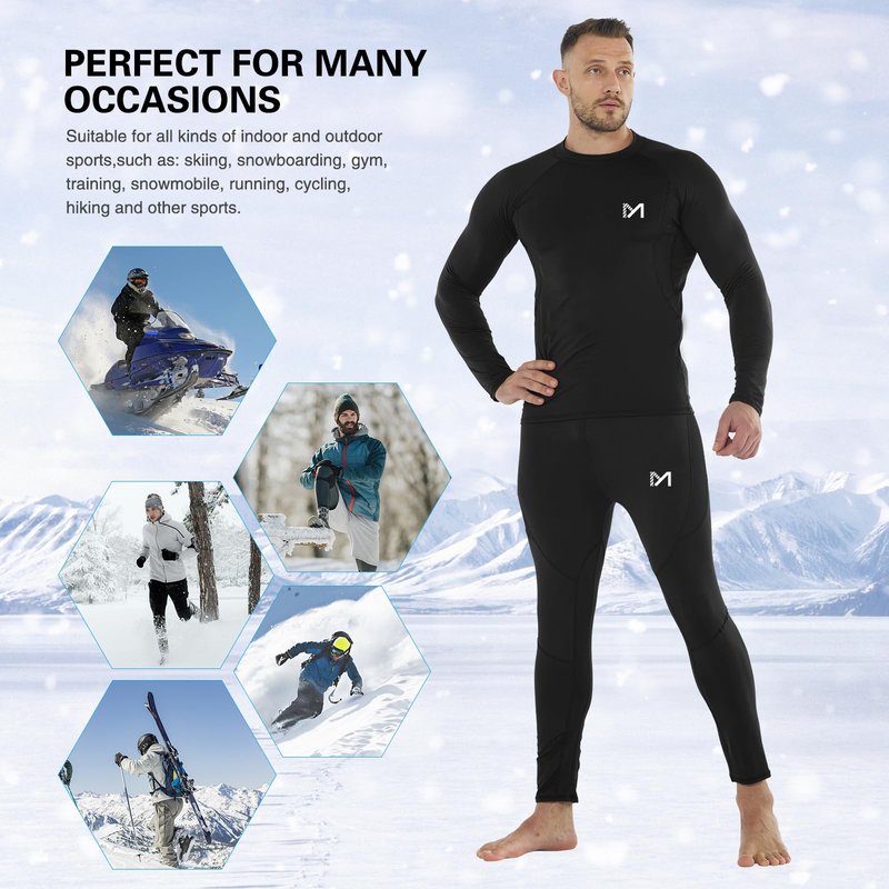 MEETYOO Men's Thermal Underwear Set Sport Long Johns Base Layer