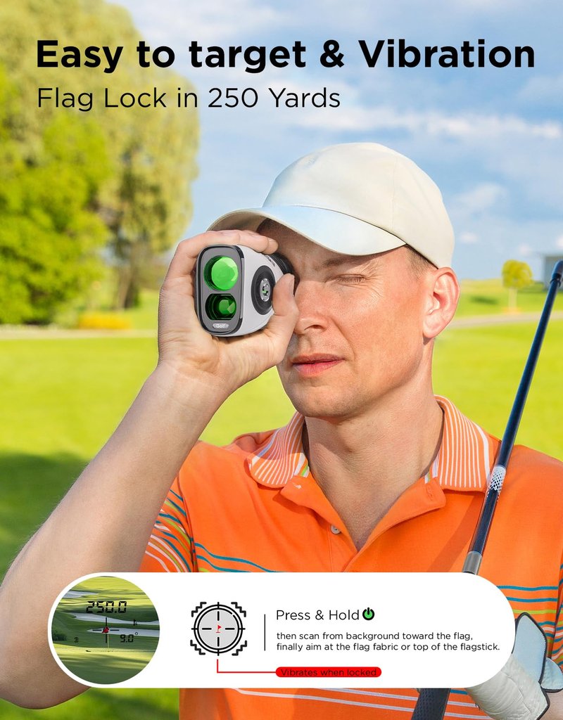 BirdieBeam Golf Rangefinder with Slope, 1200Y Precision Range Finder for Golf, 7X Magnification, Flag Lock with Vibration, Strong Magnet, Ultra-Clear Display, USB-C Rechargeable, Waterproof