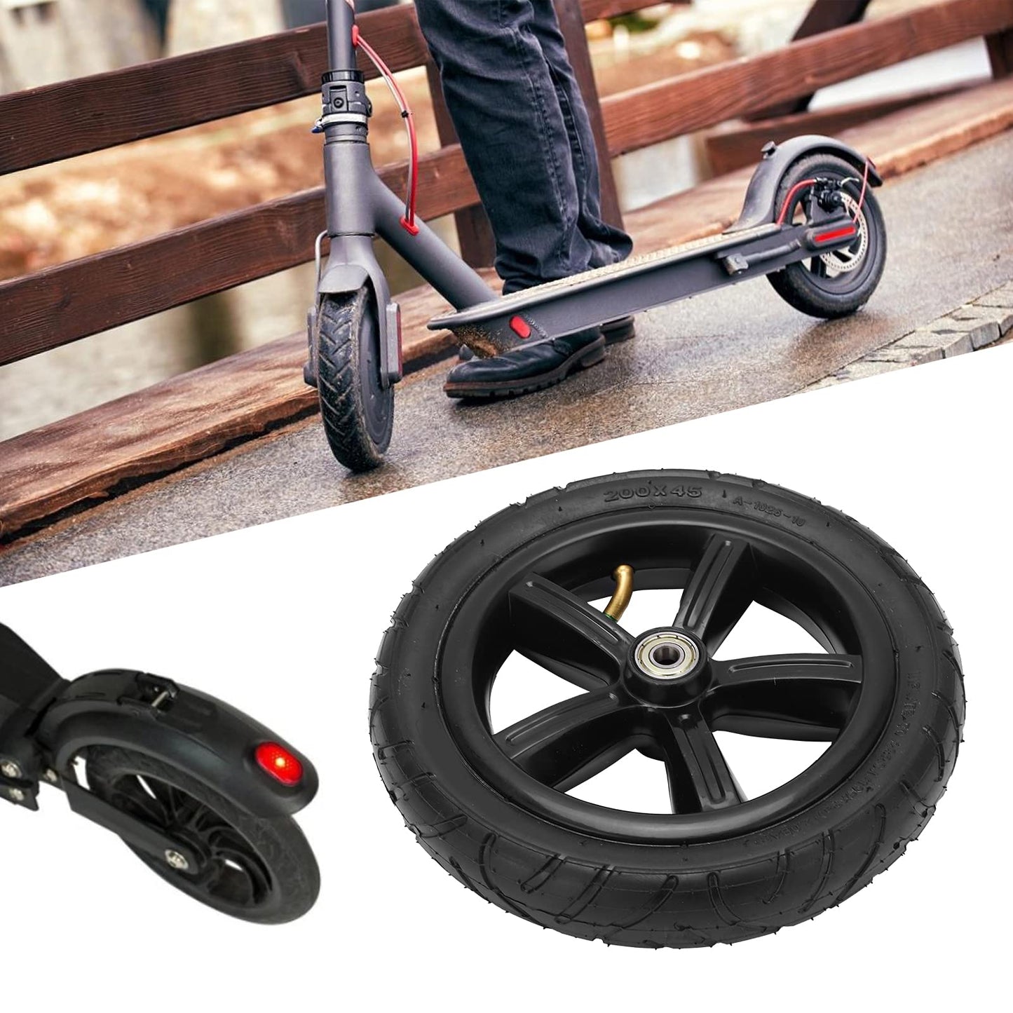 EIMSOAH 8 Inch Electric Scooter Wheel, 200x45 Pneumatic Wheel with Inner Tube, for Electric Scooter with Hub and Bearings