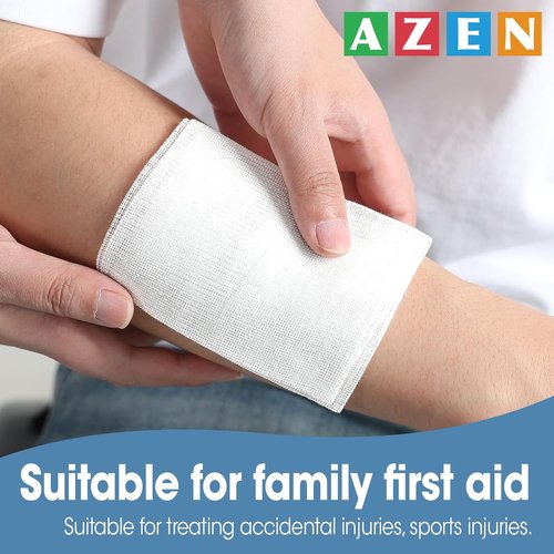 AZEN Sterile Gauze Pads - 50 Pack Non-Stick 3" x 4" Cotton Sponges for Wound Care & First Aid