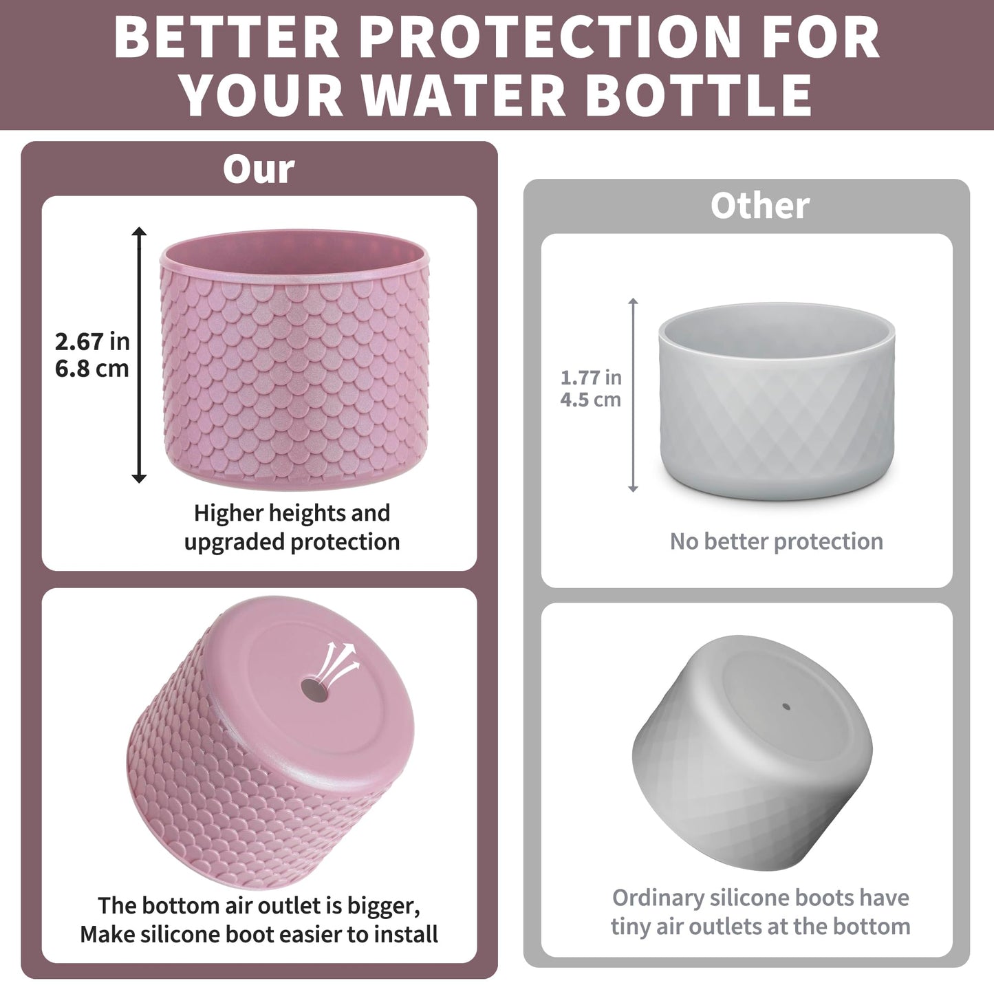Diumepo Silicone Water Bottle Boot for Owala 24 oz, Anti-Slip Protective Sleeve Bottom Bumper Protector for Owala FreeSip/Twist/Flip 24 oz Water Bottle,BPA Free (Purple)