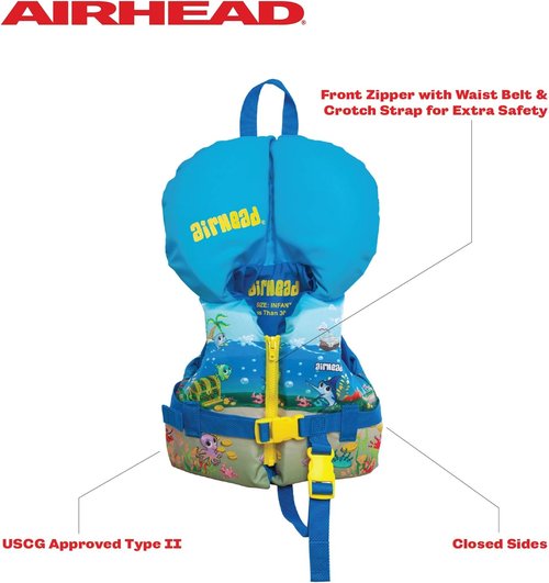 Airhead Treasure Life Vest - USCG Approved Infant & Child Safety Vest | Fits 0-30lbs & 33-55lbs