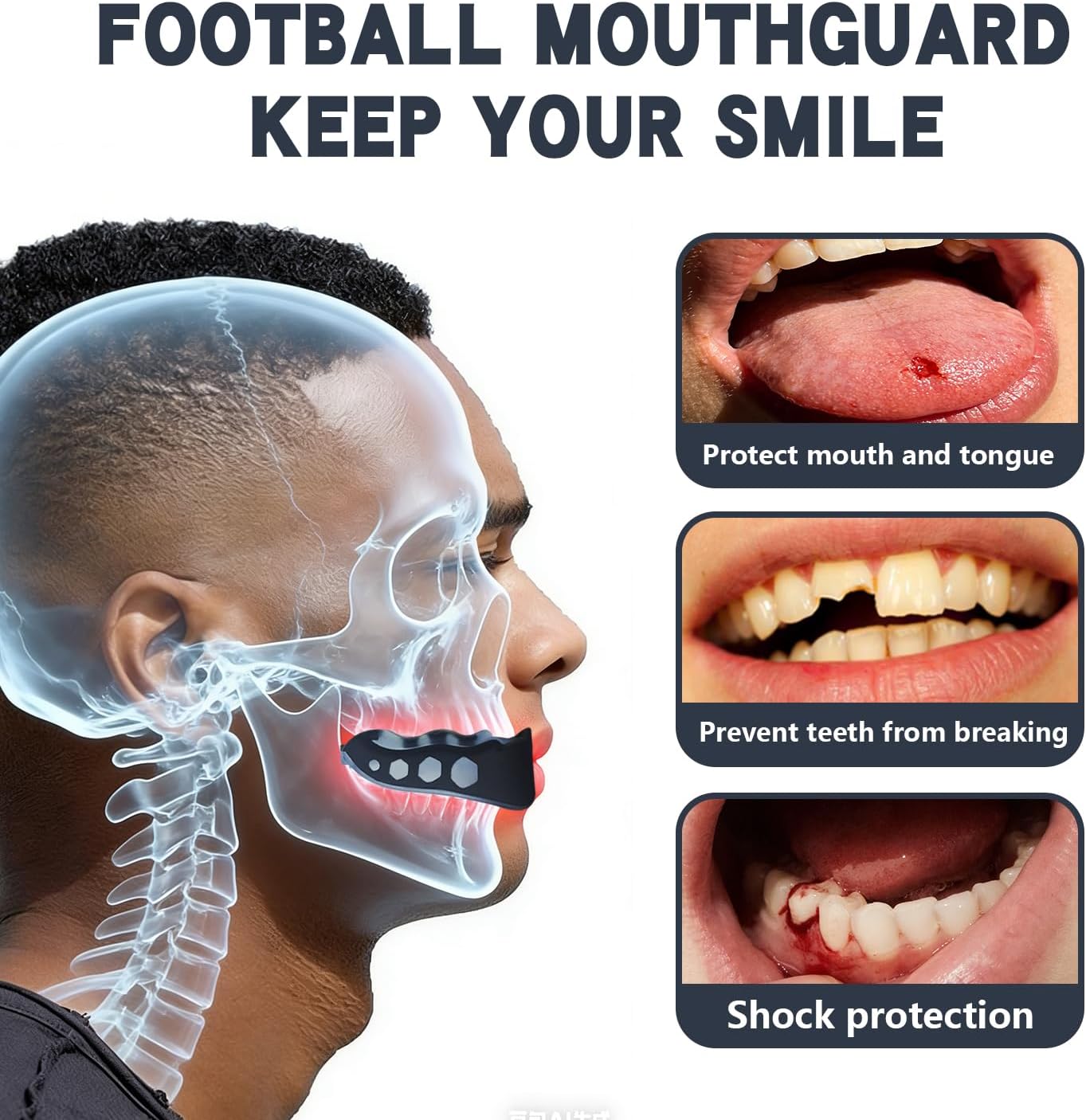Skiennix Youth Football Mouth Guard - 2 Pack with Strap & Case for Sports | Ideal for Football, Boxing, MMA