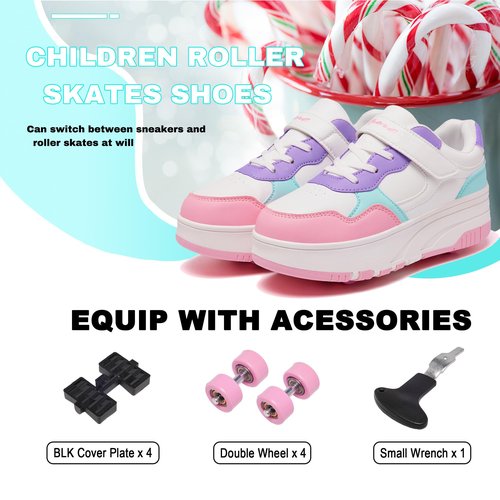 Joyfultime Kids Shoes with Wheels Boys Girls Roller Skate Shoes Wheeled Athletic Sneakers Suitable for Beginners