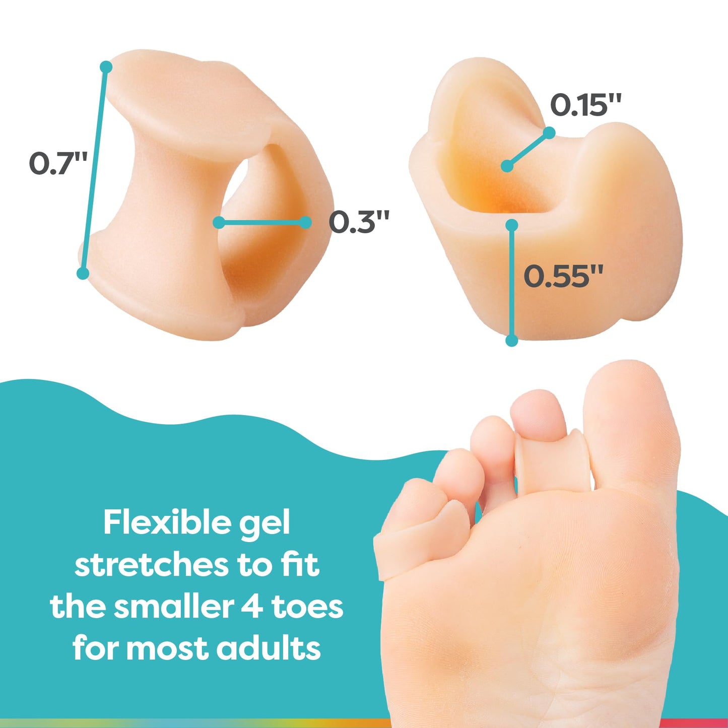 ZenToes Pinky Toe Separators | Tailor’s Bunion Corrector for Men & Women | Small Toe Spacers & Hammertoe Straightener | Gel Bunionette Spreader | 4-Pack (Beige)