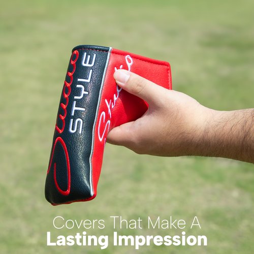 Golf Putter Covers Premium Embroidery Blade Putter Cover Studio Style Blade Putter Headcover Leahter Golf Club Covers with Strong Magnetic Closure for Most Brand