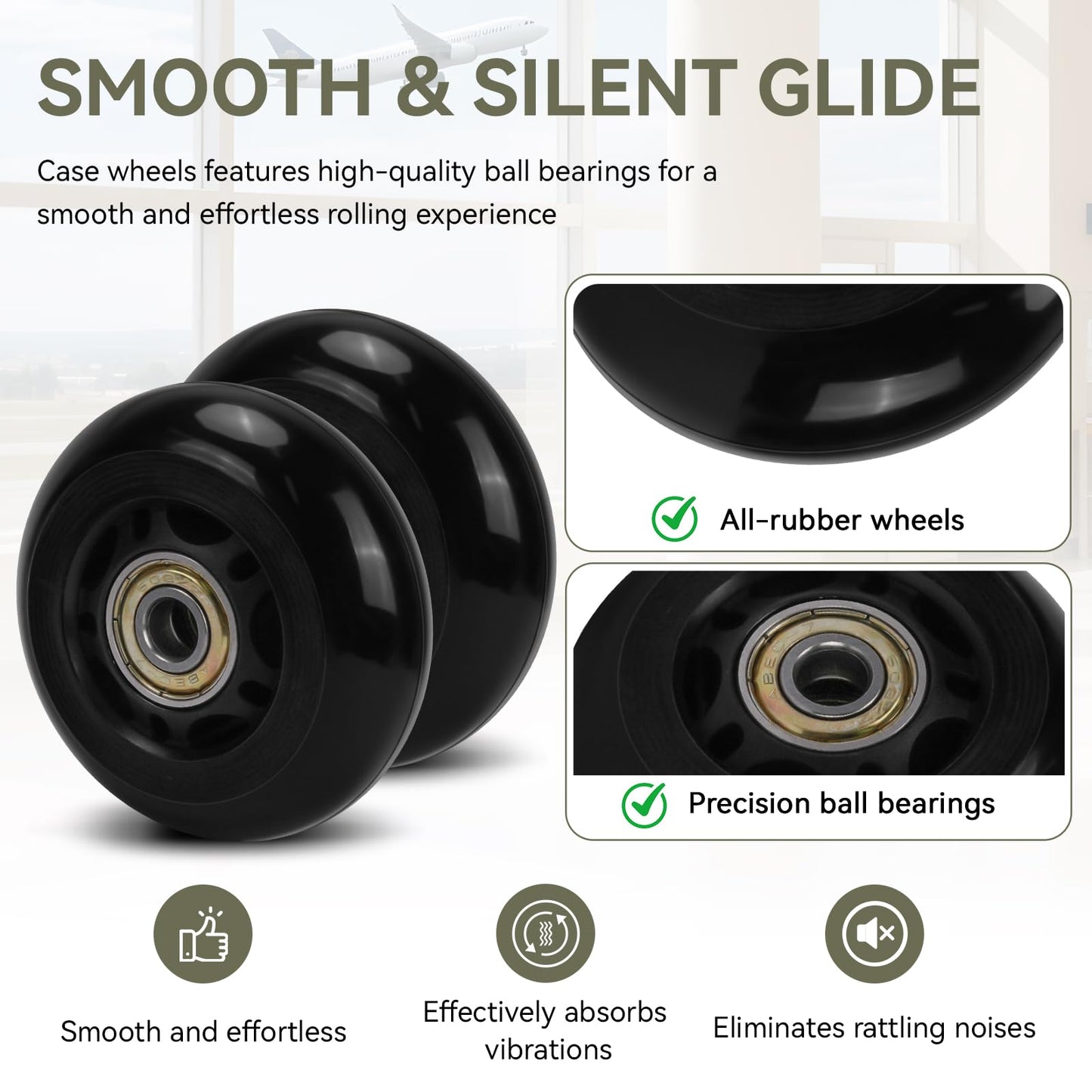 2 Pack Replacement Wheels Compatible with Pelican Storm iM Series Rolling Cases, Heavy Duty Durable Travel Case Wheels for iM2500 iM2620 iM2720 iM2950 iM2975 and More