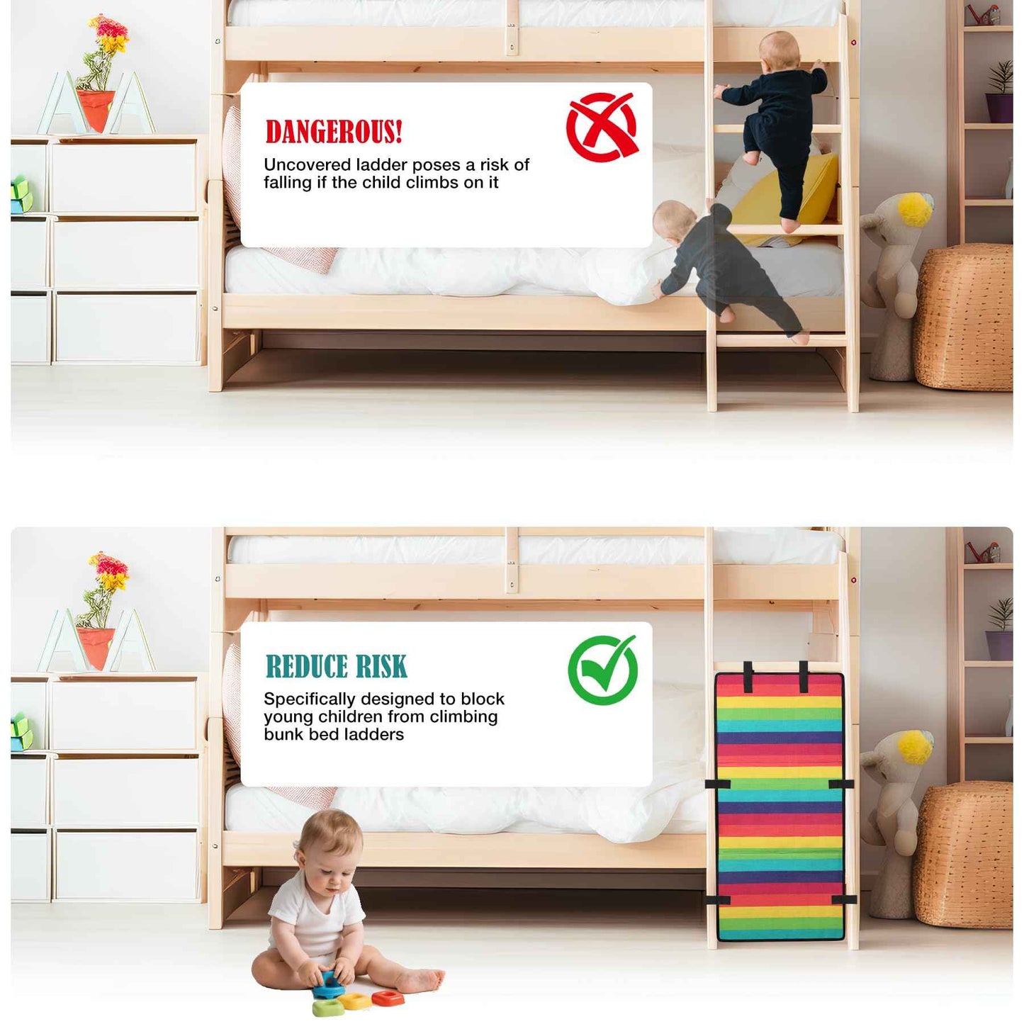 Vizava Bunk Bed Ladder Cover Safety Non-Toxic,Odorless 31x15in Bunk Bed Ladder Guard Pads for Kids Protector to Prevent Climbing Ladder Also Fit for Attic Stairs,Swimming Pool & Playground Ladder
