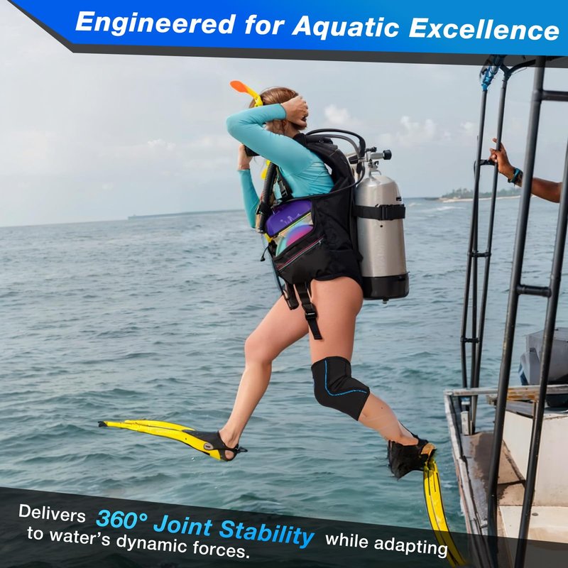 Nvorliy AquaFlex Pro Knee Brace, Compression Knee Sleeve for Swimming, Aquatic, Sailing, Scuba Diving, Surfing, Paddle Boarding, Kayaking & Injury Recovery – Supports Women & Men (L)