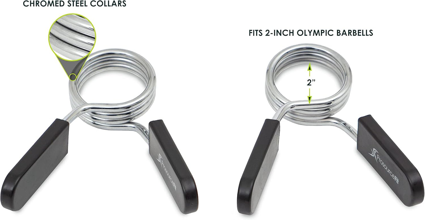 ProsourceFit Olympic Barbell Spring Clip Collars - 2-Inch Pair with Easy-Grip Handles for Weightlifting | Powerlifting