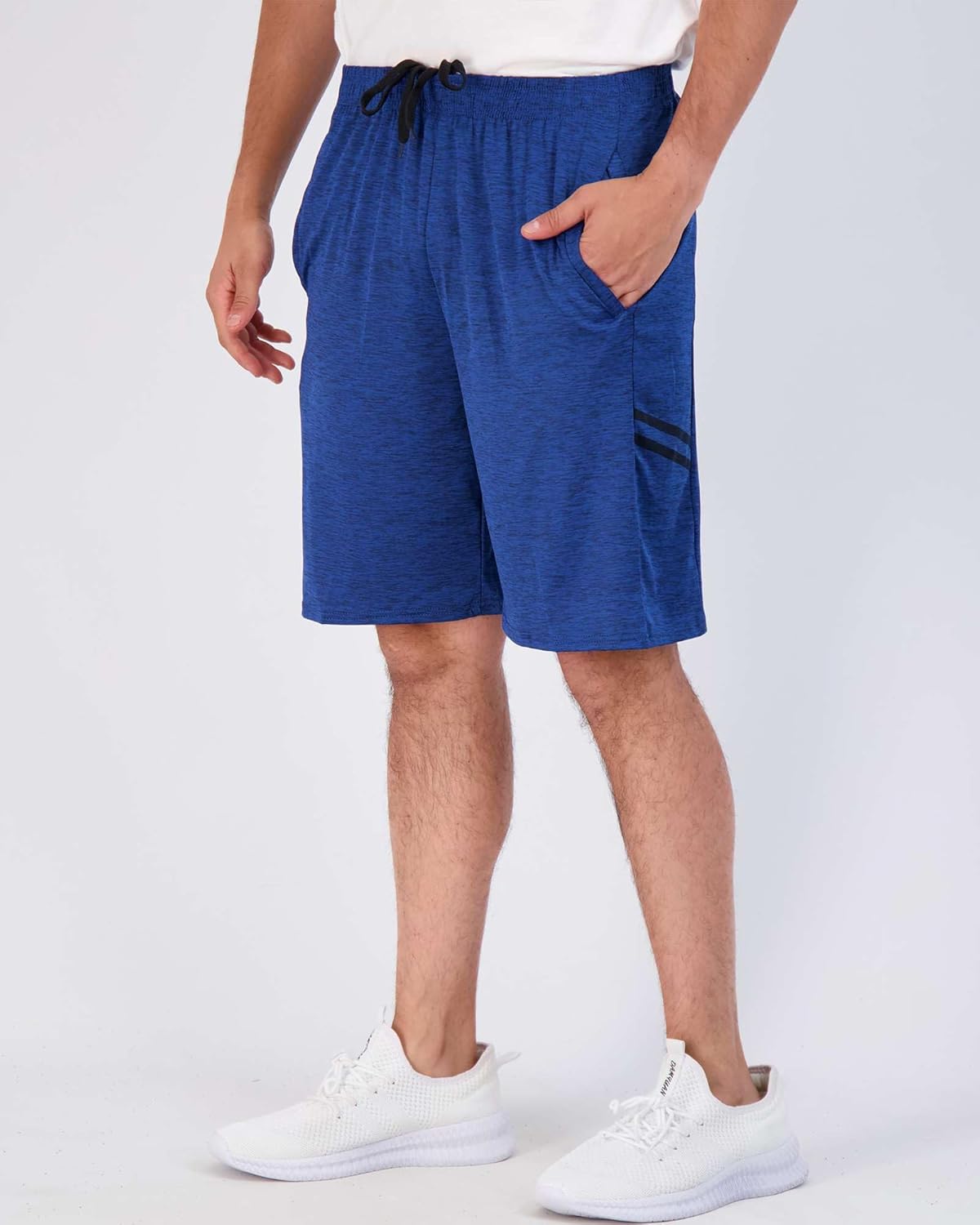 Real Essentials Men's Dry-Fit 9" Shorts - 5 Pack for Gym, Basketball, Running & Casual Wear