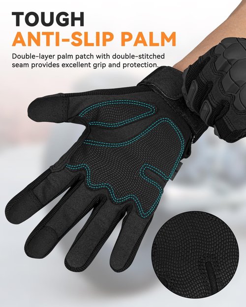 KUMGIM Tactical Gloves - Touchscreen Motorcycle & Airsoft Gloves for Men & Women | Black & Tan