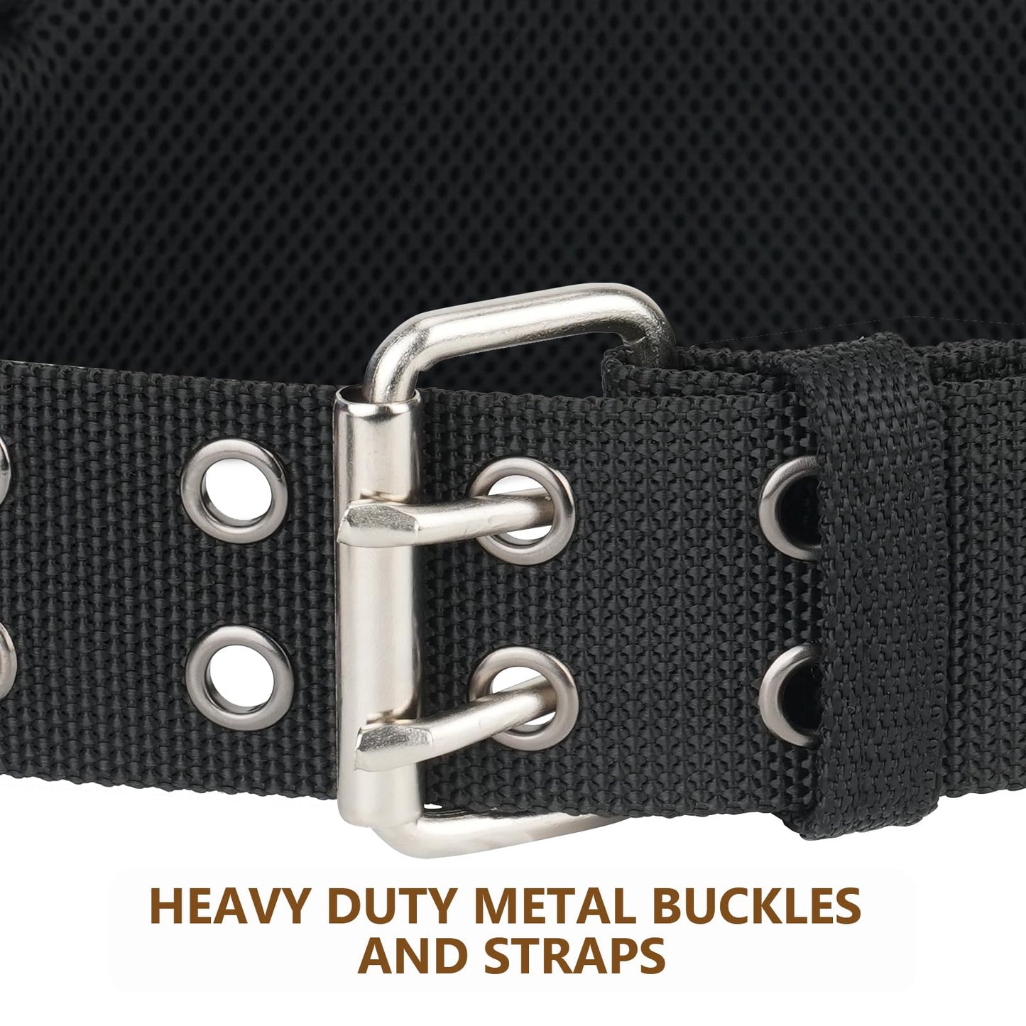 4-Inch Padded Tool Belt,Heavy Duty Tool Belts for Men with 4 Suspenders Ring,Work Belts for Electrician,Carpenter,Construction,Utility Belt,Adjustable 34''-40''(Pouch not Included)