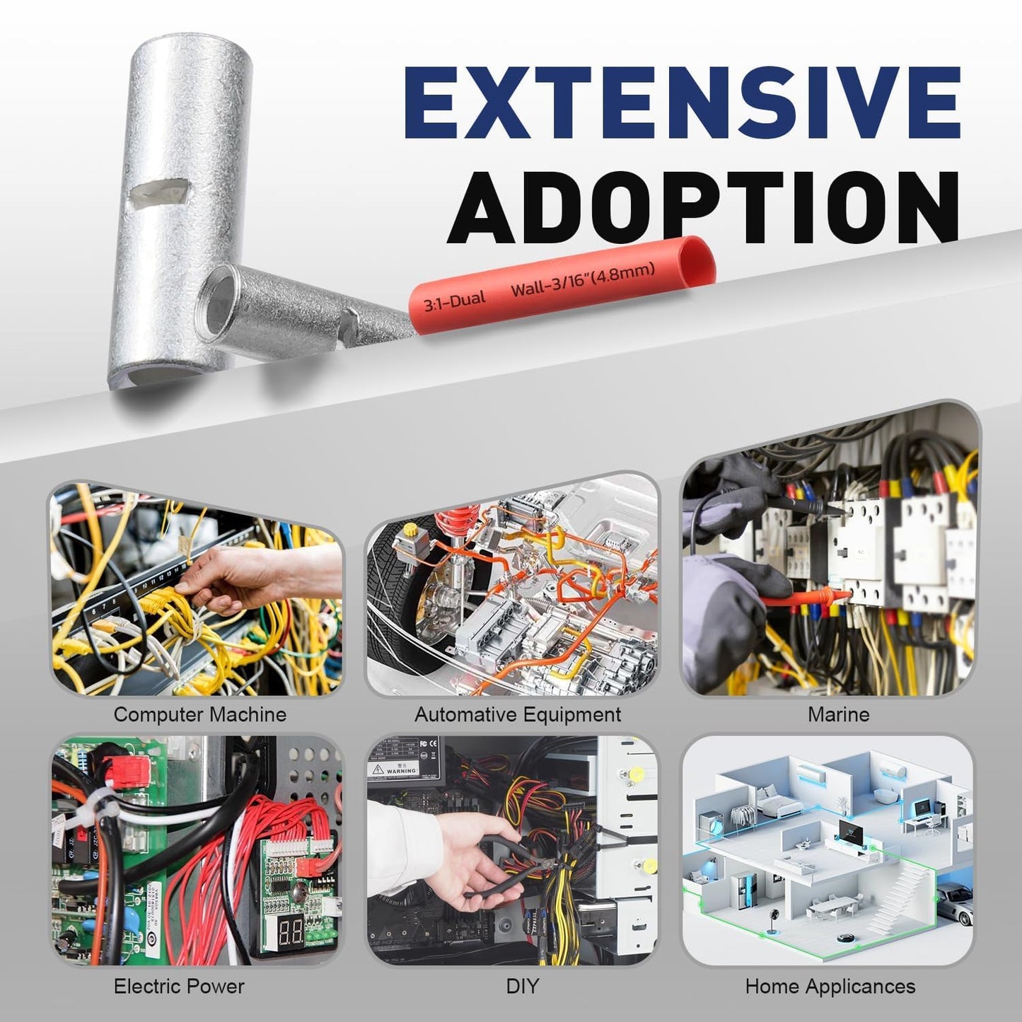 haisstronica 200PCS Non Insulated Butt Connectors Kit with Heat Shrink Tubing, AWG 22-16 Tinned Copper Seamless Butt Splice Terminals and 3:1 Shrink Tube for Automotive, Marine, Wiring Projects