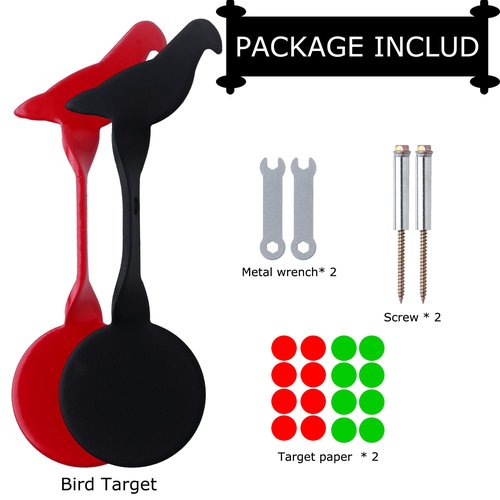 SuyuanArt Self-Healing Auto-Reset Steel Targets - Hunting & Shooting Spinning Targets for BB Guns/Air Rifles/Handguns/Slingshots,Metal Backyard Shooting Target,Red Black Bird Design ﻿