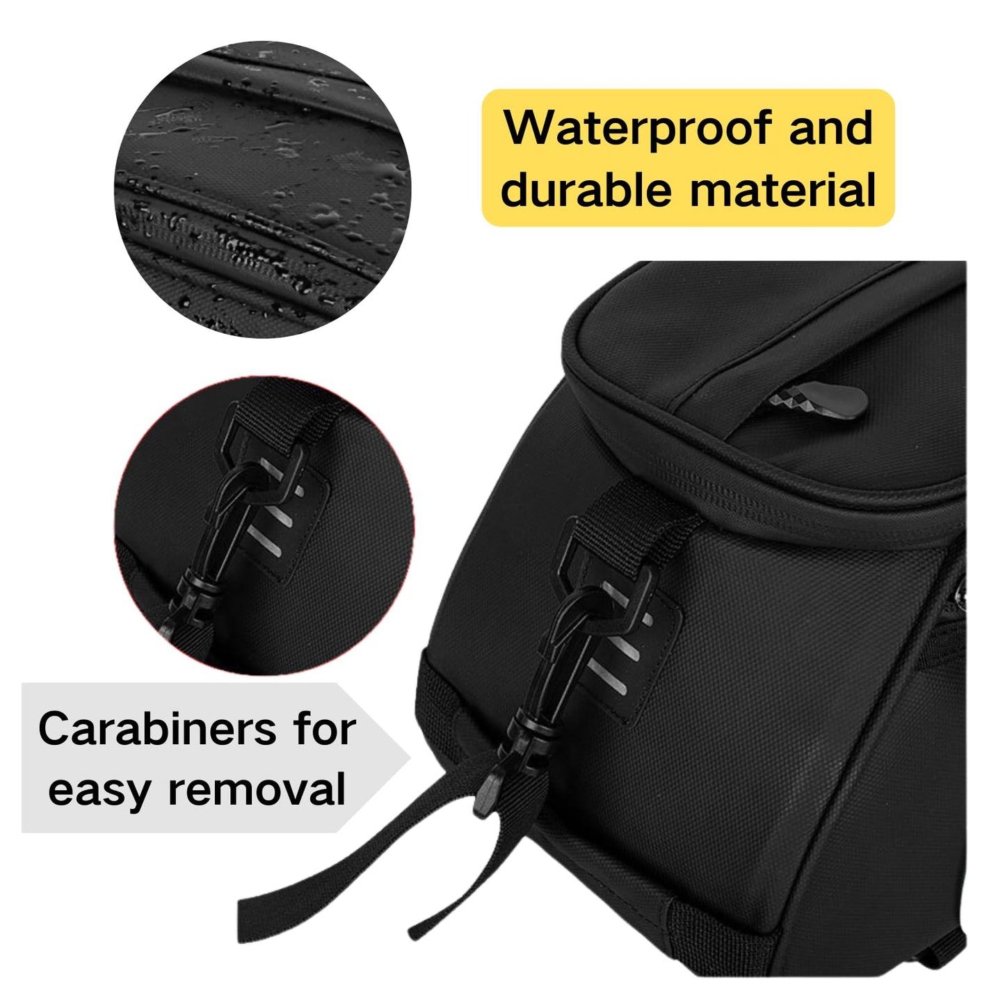 GlneYos Rear Bike Rack bag,Bicycle Trunk Pannier Saddle Seat Bag Bike Accessories with shoulder strap large capacity Waterproof Reflective Bicycle Frame Bag Panniers for riding black