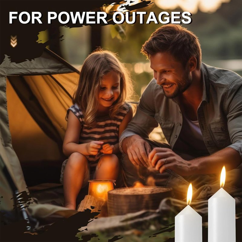 Threlaco 36 Pack 9 H+ Emergency Candles Bulk Long Burning Survival (15h+ Inside Candle Lantern), 3.5 Inch White Pillar Candles Bulk for Power Outage, Camping Emergency Survival Preparedness