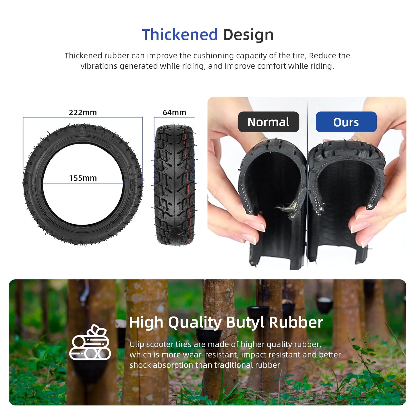 ulip (2-Pack) 50/75-6.1 Off-Road tubeless scooter tire with valve 8 1/2x2 Front and Rear Wheels Replacement for Gotrax GXL V2 Hiboy S2 Xiaomi M365 Pro Pro2 1S MI3 and 8.5 inch Scooters