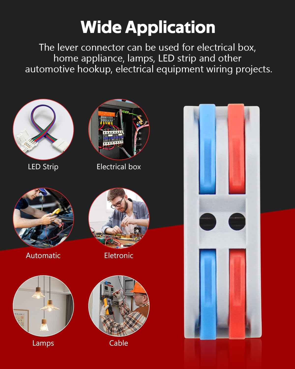 ALITOVE 50pcs Electrical Connectors Push in Lever Nuts Quick Connect 2 Wire Splice Kit Compact Inline Terminals for Wire Splicing Project, 28-12 AWG, 2 in 2 Out