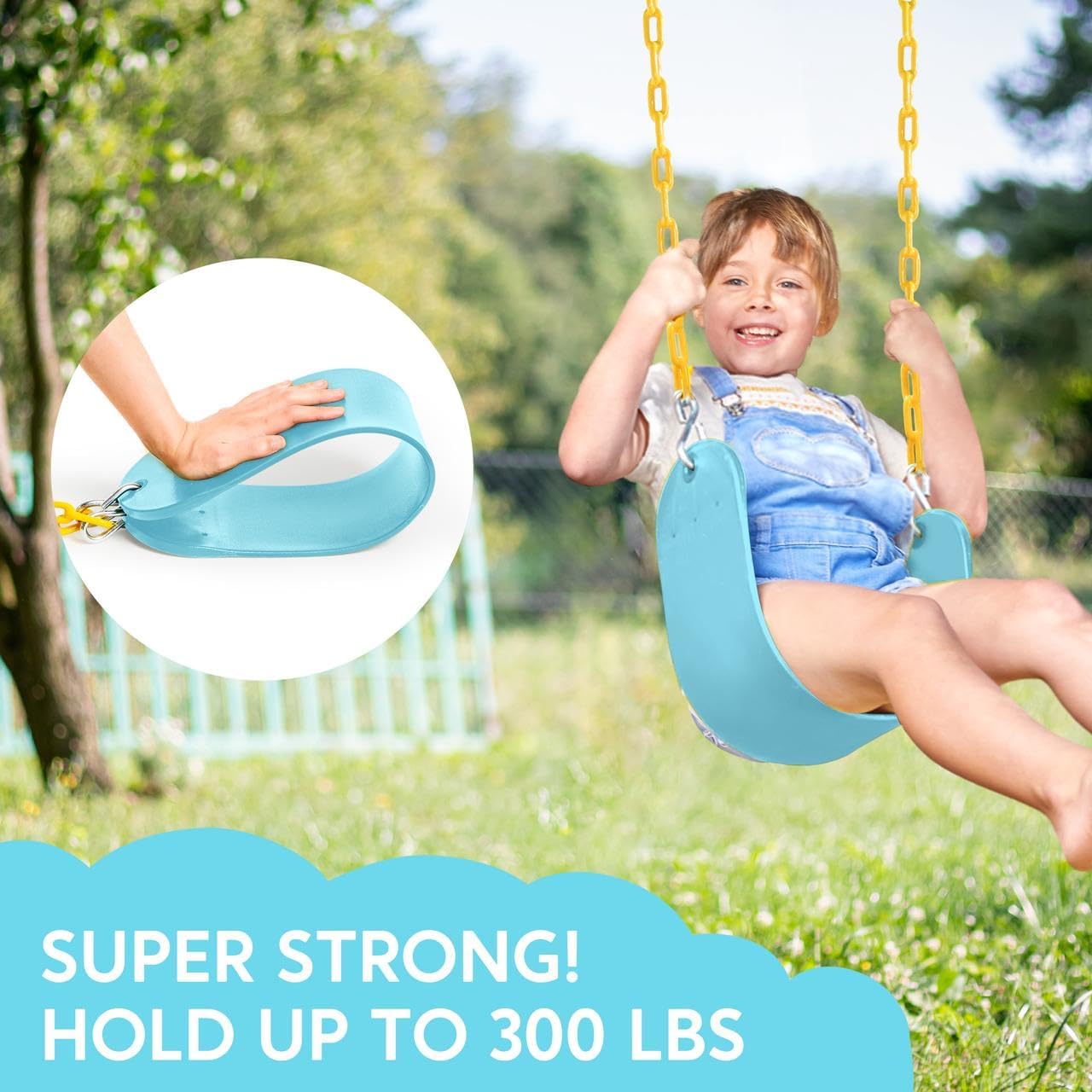 TURFEE Outdoor Swing Set Replacement Kit - Heavy Duty Chains & 1 Seat - Kids' Playground Accessory (Blue)