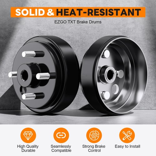Golf Cart Brake Drum Hub Assembly Replace 19186G1P for EZGO TXT 1982-UP Electric and 2-Cycle 1982-1993 Gas Models, 0.75 Inch 24-Tooth Star Spline Hole, Replace EZGO TXT OEM# 19186-G1 17082-G2 17298-G1