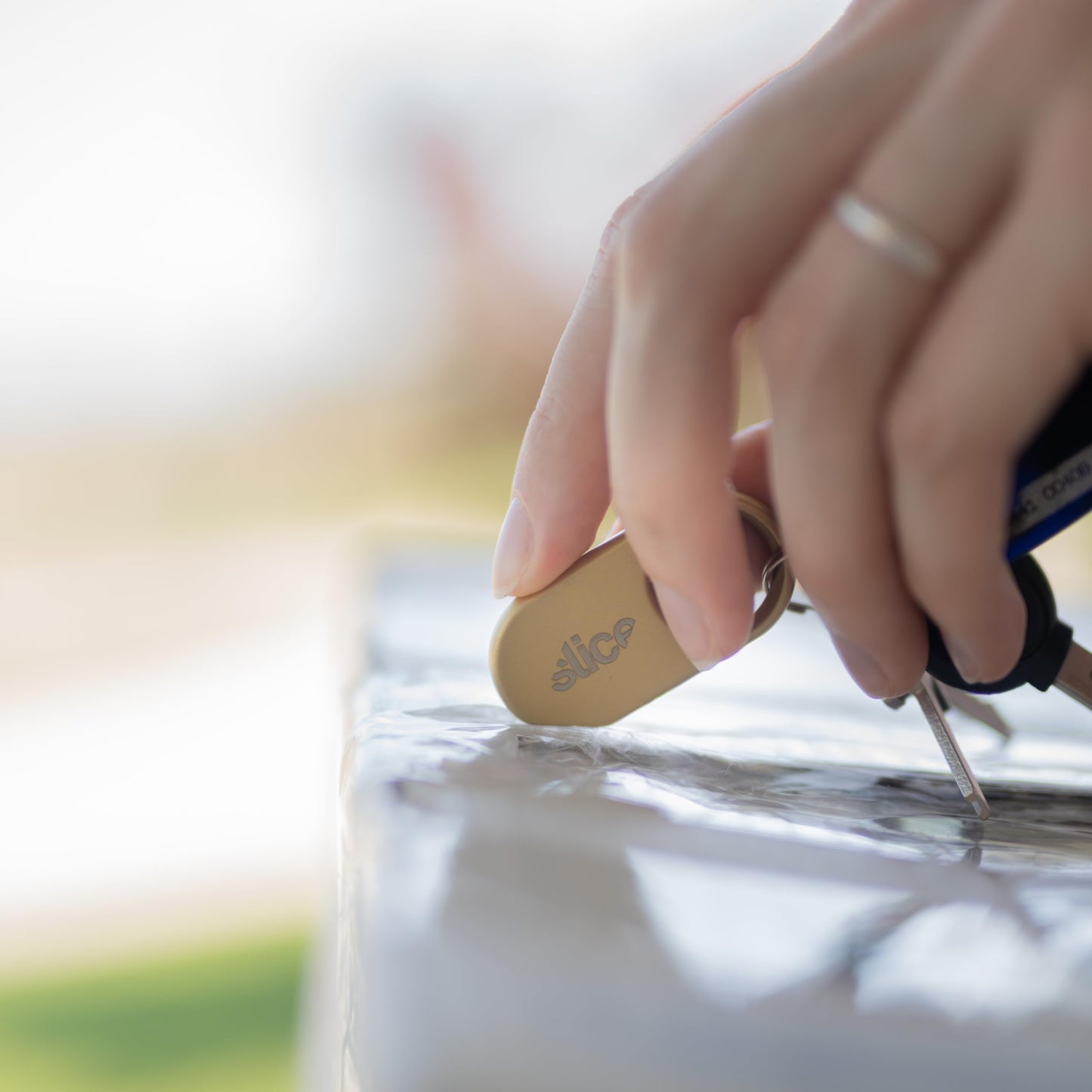 Slice Slicer Pro Box Cutter | Ceramic Keychain Knife and Heavy Duty Micro Cutter | Lasts 11x Longer than Metal | Royal Bronze