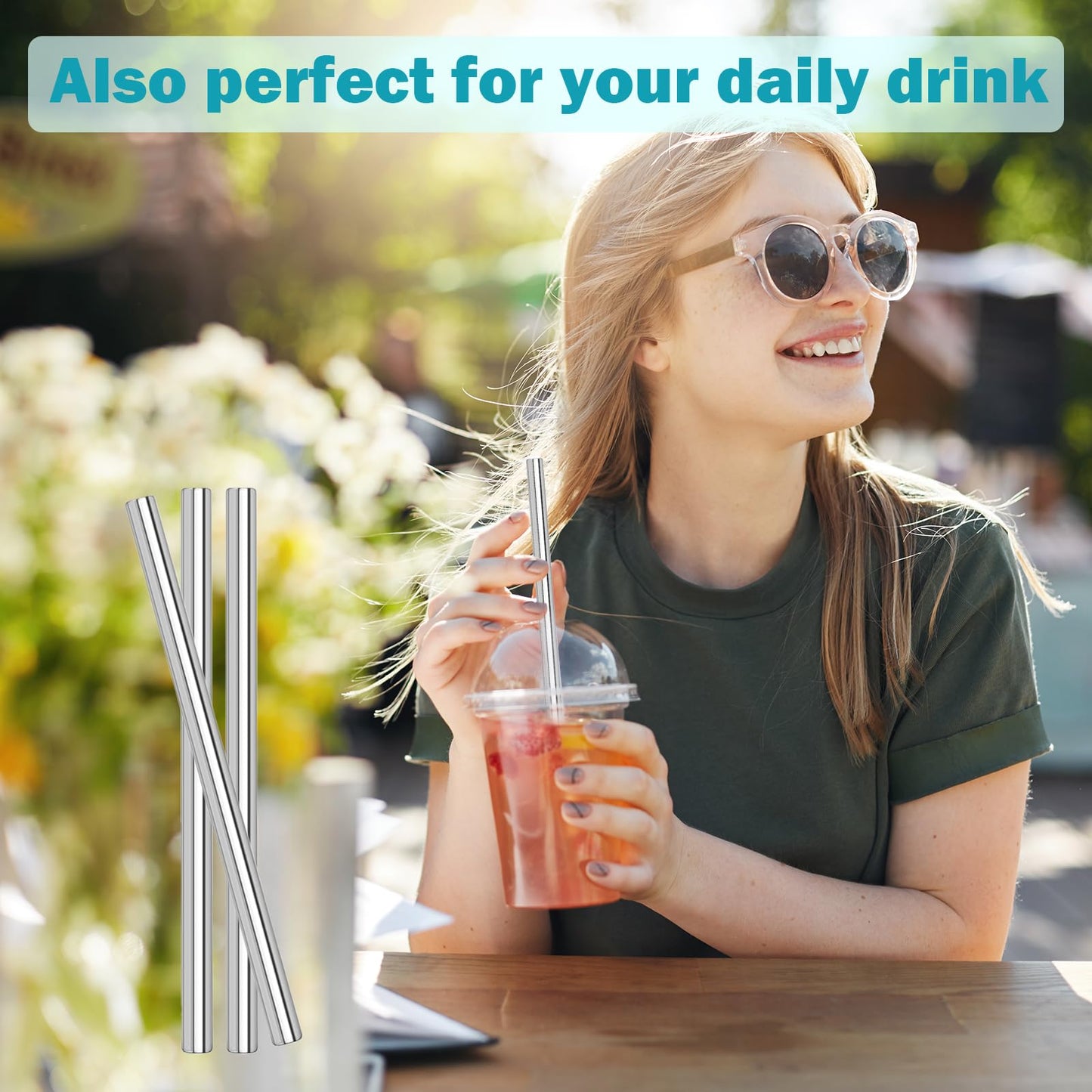 LUCKINEE Replacement Stainless Steel Straws for Stanley IceFlow Tumbler 30 oz, 3 Pack Metal Reusable Straws with 2 Straw Cleaner Brushes for IceFlow Tumbler Accessories