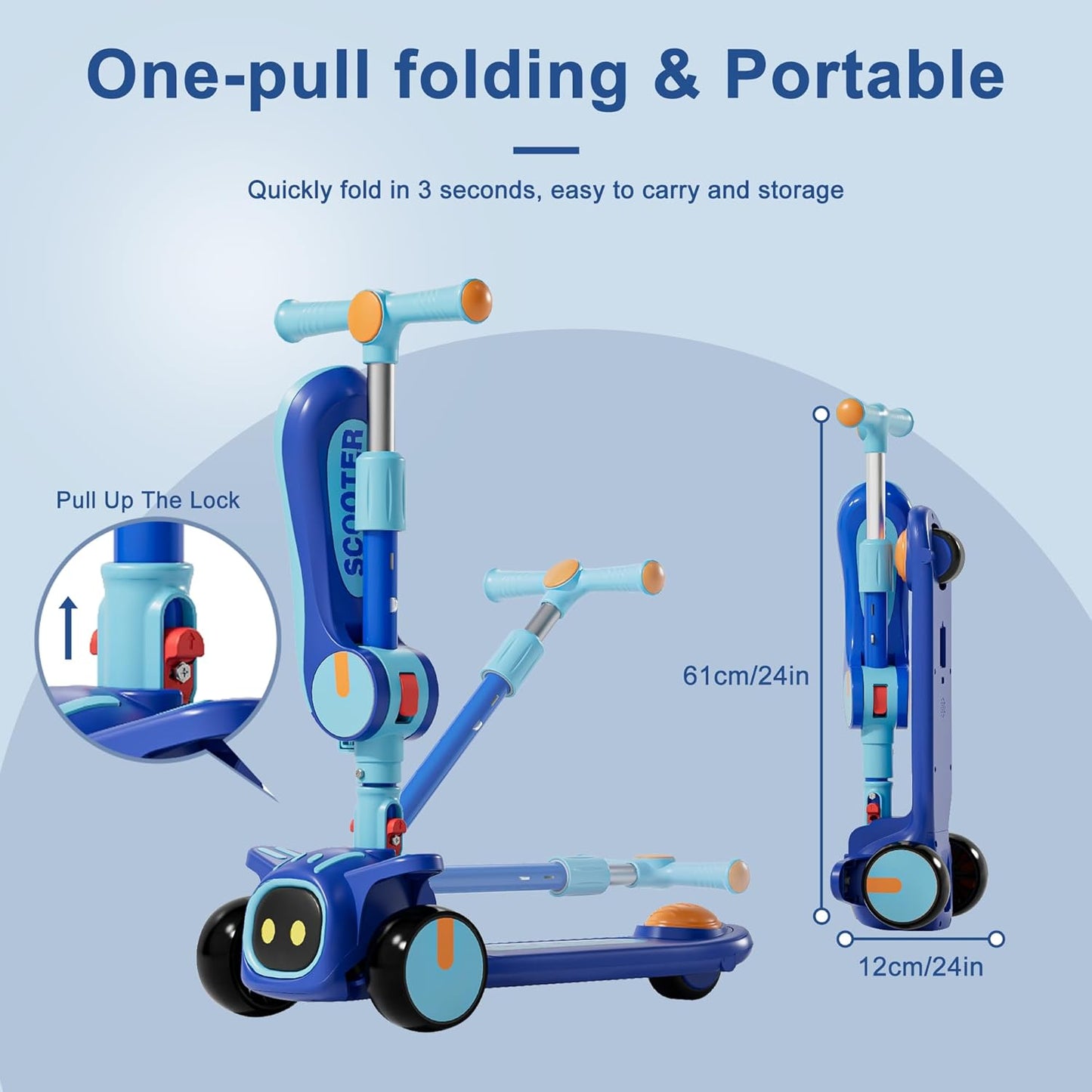 Unbreakable 2-in-1 Scooter by [Brand Name] | Adjustable Height & Seat | Safe 3-Wheel Kick Scooter for Kids Ages 3-8