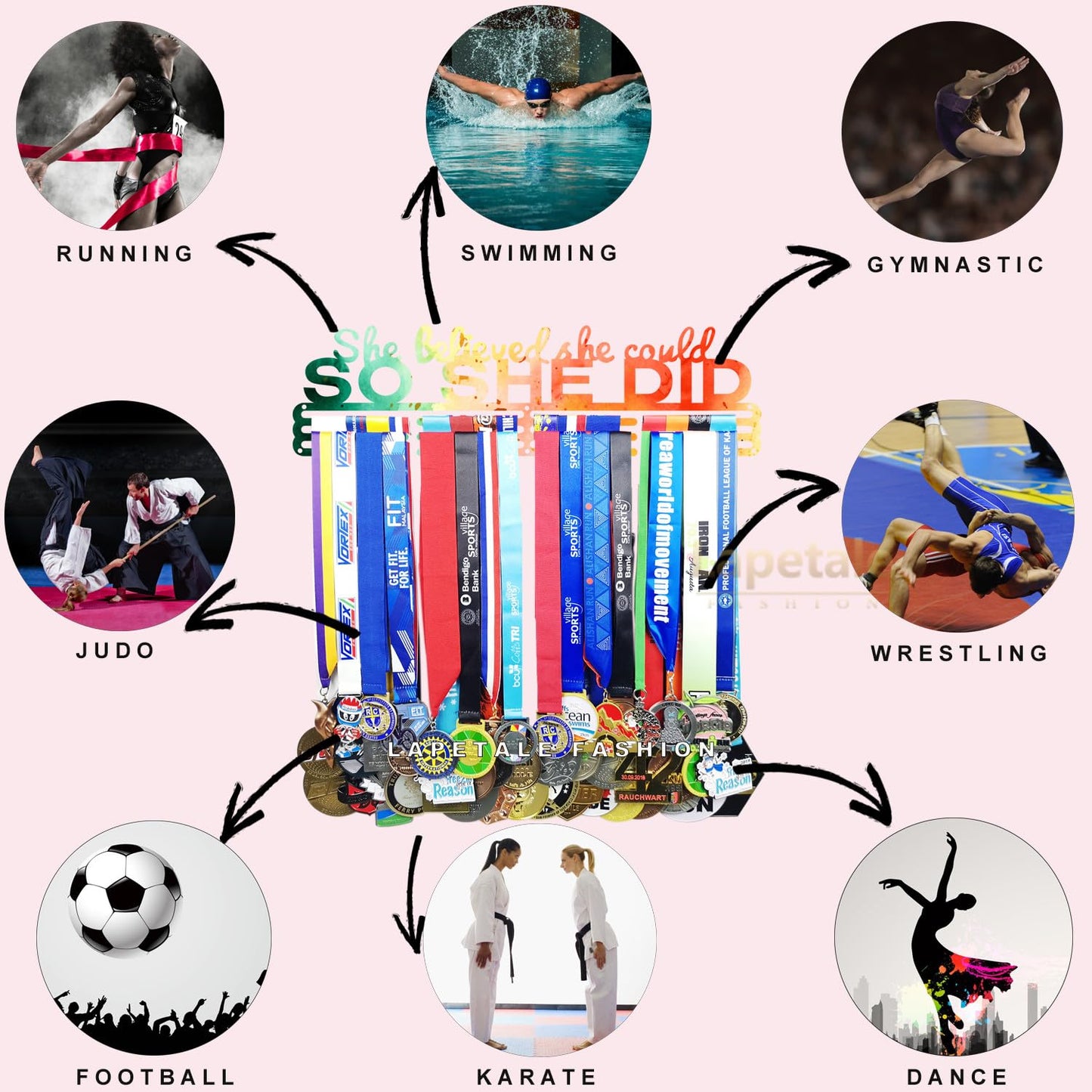 Race Medal Holder Wall Hanger,Marathon Medal Display and Runner Medal Hanger Display,Bib Running Medal Display, Running Medal Hanger Display,Medal Holder for Wall, Sports Medal Hanger Display Gifts