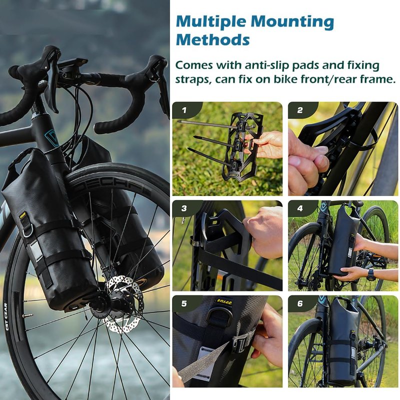 BEENOPT 5L Bike Fork Bag with Multipurpose Cage for Cycling Touring,Lightweight Bicycle Waterproof Dry Cargo Rack Bag for MTB,Road,Mountain,Folding bikes