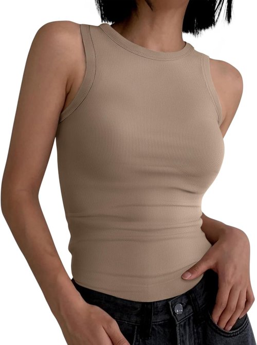 ANRABESS Women's Sleeveless High Neck Tank Top - Casual Slim Fit Ribbed Summer Shirt | Versatile Style