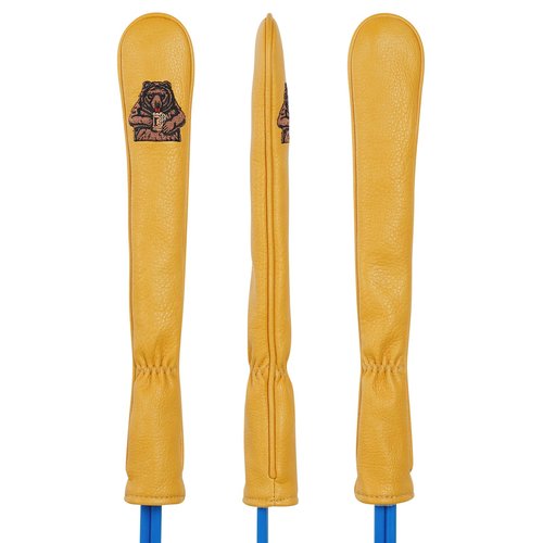 LZFAN Golf Alignment Stick Cover - Leather Holds at Least 2 Sticks, Club Protector with Beer Bear Embroidery