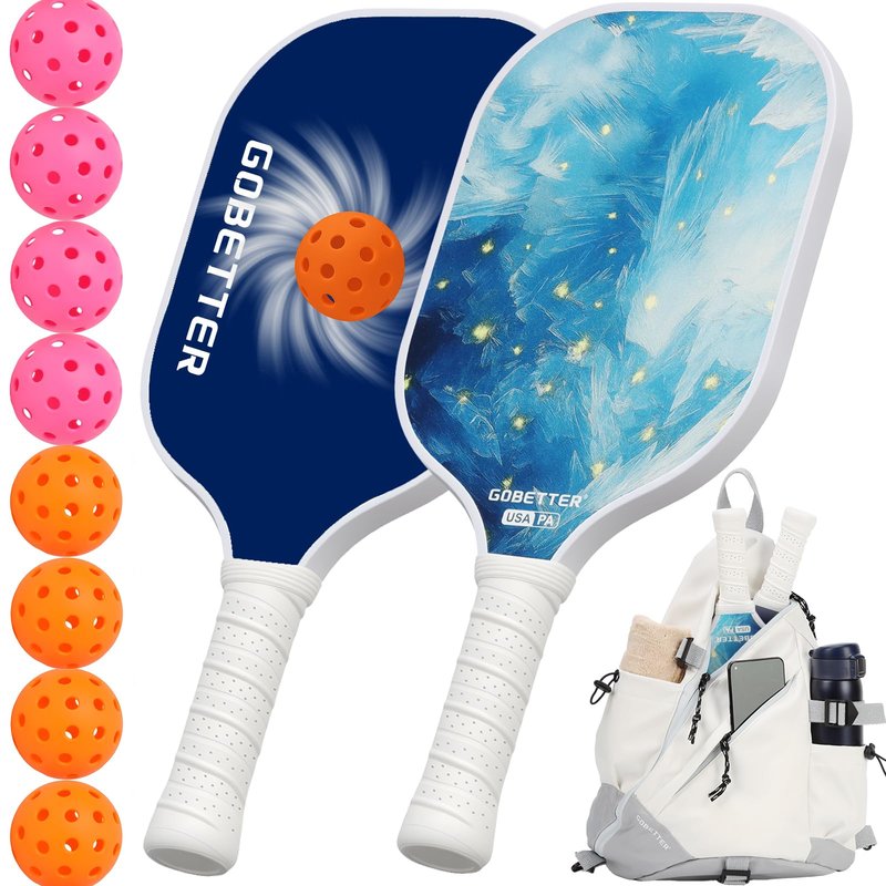 Pickleball Paddles Set of 2 for Beginners, Families & Enthusiasts of All Ages, T300 Carbon-Infused Pickleball Rackets for Better Spin & Control, USAPA Lightweight Pickleball Set with 8 Balls & Bag