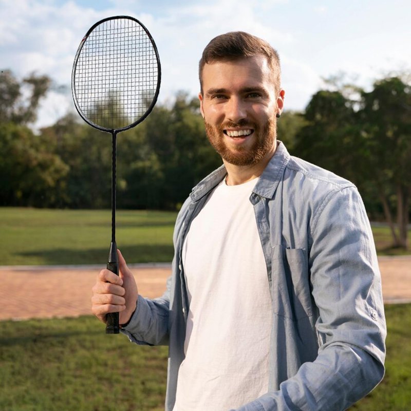 Senston N80 Badminton Rackets Set - Full Carbon-Fiber 5U Lightweight Racquets with Anti-Slip Grips & 2 Carry Bags, Outdoor/Backyard Sports for Adults, Teens, Family Games