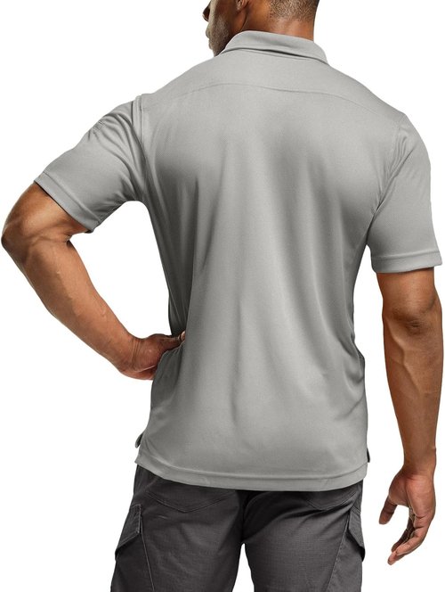 CQR Men's Tactical Polo Shirt - Quick Dry, Lightweight & Breathable | Short Sleeve UPF 50+ Outdoor Golf Shirt