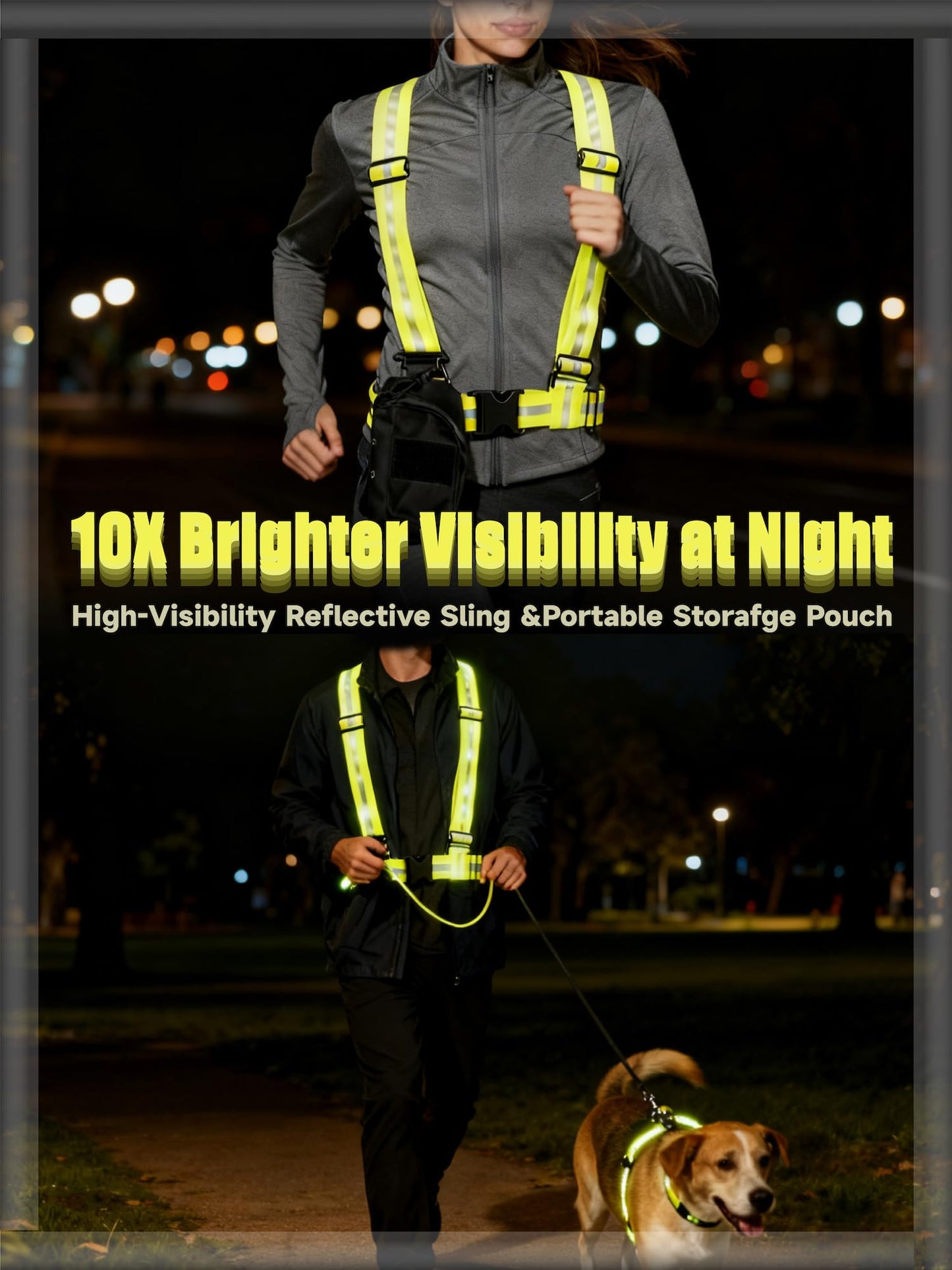 OXYWYAN Reflective Vest with Portable Pack, High Visible Safety Gear for Running Cycling Walking, Adjustable for Men Women