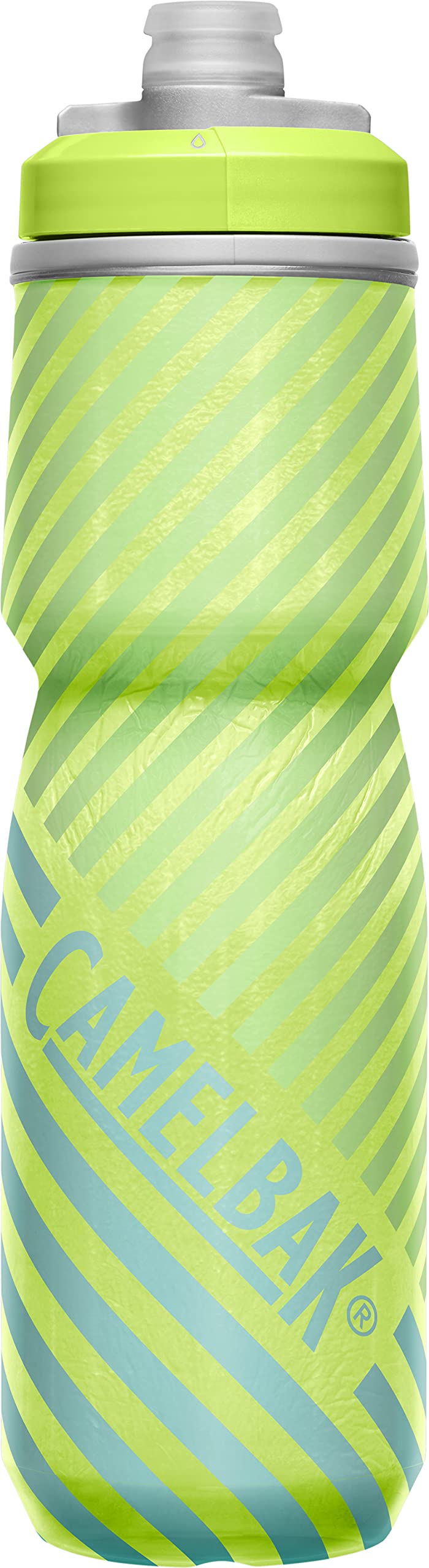 CamelBak Podium Chill Insulated Bike Squeeze Water Bottle, Cold Retention for Cycling, 24oz, Lime/Blue Stripe